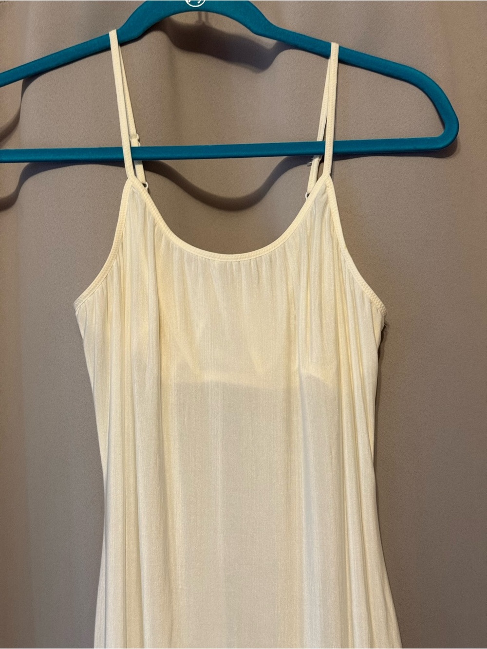 Vintage Olga Long Beige Slip with Bralette Support